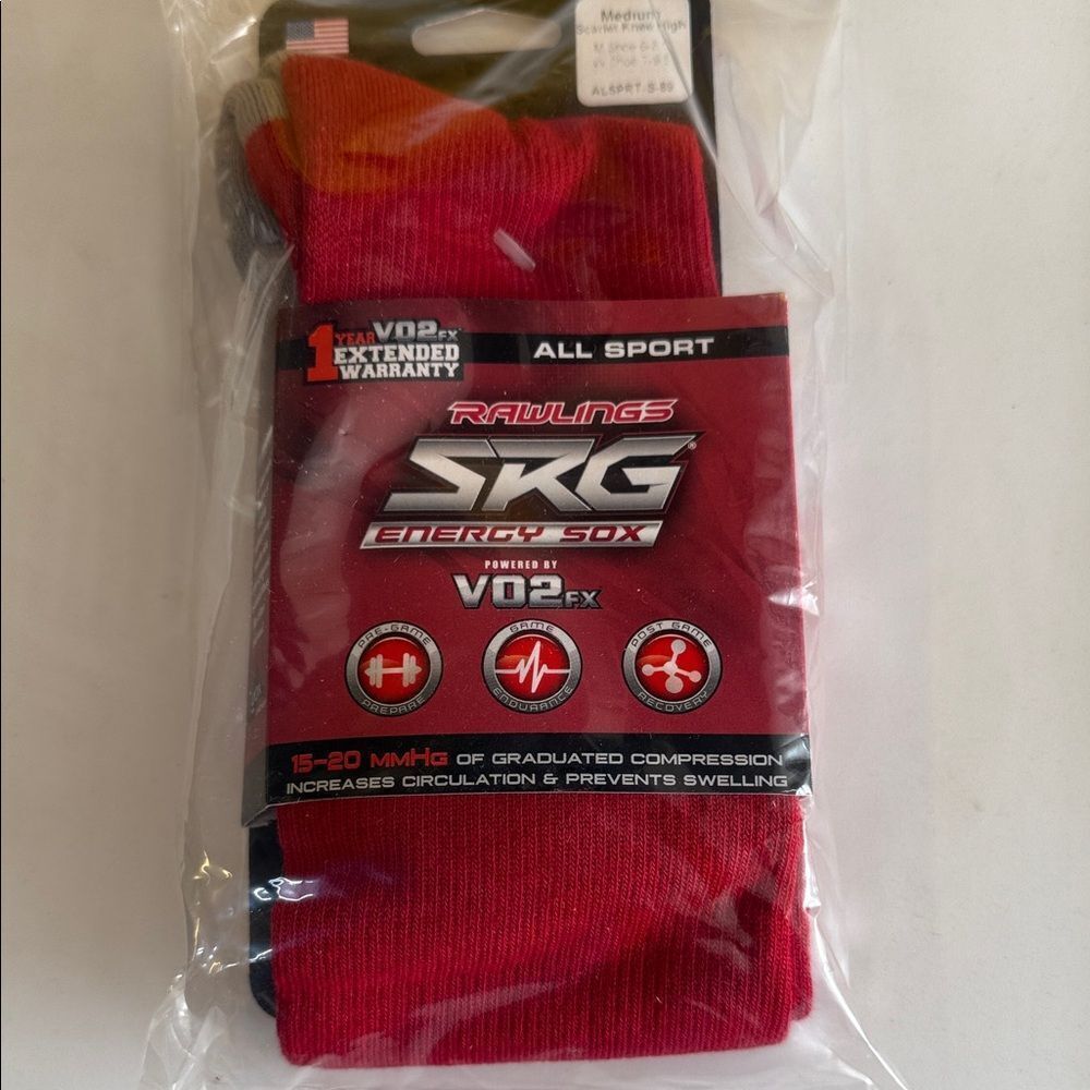 Rawlings SRG  Energy Sox in Red V02fx 15-20 mmHg All Sport